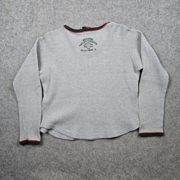 Vintage Harley Davidson Thermal Shirt Womens XL Gray 100th Anniversary Biker Y2K - Picture 9 of 15
